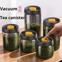 Pot de stockage en verre pour thé et grains de café, scellé sous vide, qualité alimentaire, grande capacité