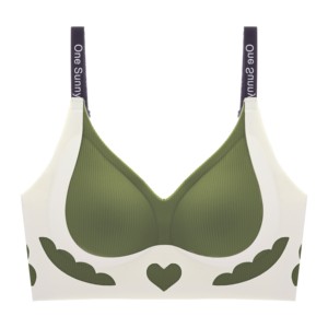 Lässiger Alltags-BH für <span class=keywords><strong>Damen</strong></span>, nahtlos, ohne Bügel, mit festem <span class=keywords><strong>Mango</strong></span>-Cup, Wolken-Herz-Muster, Buchstaben-Print und bequemen Trägern, Bralette - Product Image 2