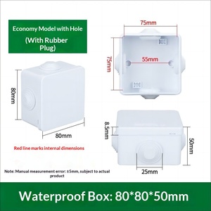 80x80x50mm IP65 <b>Waterproof</b> Junction <b>Box</b> with Rubber Plug Economy Pre-drilled Hole Model Cable Entry Enclosure Terminal <b>box</b> - Product Image 2