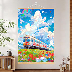 Quadro Decorativo Tradizionale Cinese Stile Antico Fresco con Cornice in Legno Massello e Supporto in Tela per Soggiorno - Product Image 3