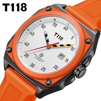 Großhandel T118 Quadratische Einzelkalender-Quarzuhr mit Silikonarmband, 30M Wasserdicht, Hochwertige Optik, Nischen-Schlichte Herrenuhr