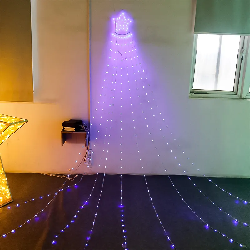 Lampu motif air terjun LED banyak warna untuk dekorasi dalam dan luar ruangan