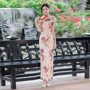 2023 Trung Quốc Qipao Sườn Xám Phụ Nữ Dài Sườn Xám Váy Qipao Mẫu Váy