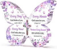 Cadeaux pour femmes : Plaque décorative en acrylique « Foi » et « Papillon », Cadeaux d'anniversaire pour femmes, Décoration de bureau pour femme, pour la famille