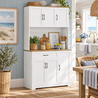 Buffet de cuisine avec huche, comptoir en chêne blanc, 3 portes, 1 tiroir, mélaminé, rangement cuisine et salle à manger, vente en gros OEM