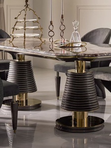 Ensemble de salle à manger antique en bois avec 8 chaises, design italien <span class=keywords><strong>Picasso</strong></span>, en pierre rose Quatre Saisons, couleur bleue - Product Image 3