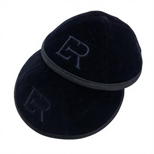 Özel Lacivert Kadife İşlemeli Logolu Kipa Yarmulka Yahudi Şapkası Düğün Bar Mitzva <span class=keywords><strong>Challah</strong></span> Örtüsü Yahudi Eşyaları Kipalar Toptan Satış - Product Image 4