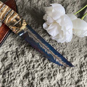 Couteaux de randonnée et de chasse de haute qualité, à lame fixe, lame en damas, lame tranchante - Product Image 2