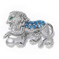 Broche lion imposante en perle d'eau douce TIANSHE, cadeau, mode, luxe, broche animale, vente en gros