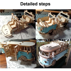226Pcs Phong Cách Châu Âu Cắm Trại Van <span class=keywords><strong>3D</strong></span> Bằng Gỗ Câu Đố Đồ Chơi Trẻ Em Tự Làm Xây Dựng Retro Xe Buýt Ghép Hình Gỗ Mô Hình Làm Bộ Dụng Cụ Giáo Dục Đồ Chơi - Product Image 3