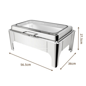 Gold Silver Black Luxury Stainless Steel 9L Gas Powered <strong>Fuel</strong> <strong>Chaffing</strong> Dish Buffet Set with Food Warmer - Product Image 4