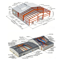 Structure d'entrepôt préfabriquée en acier, atelier industriel, bâtiment métallique à grande portée pour stockage