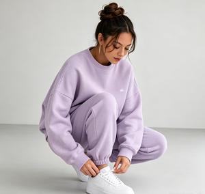 OEM Custom Winter Fleece Wide Leg Tracksuit for <b>Women</b> <b>Thermal</b> Warm Loose Fit High Waist Lounge Sports Set Design - Product Image 1