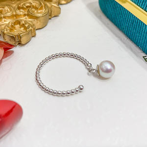 Anneau en argent S925 à faire soi-même, magnifique porte-bijoux en argent avec perles rondes de 7 à 9 mm, anneaux de perles 10079 - Product Image 4