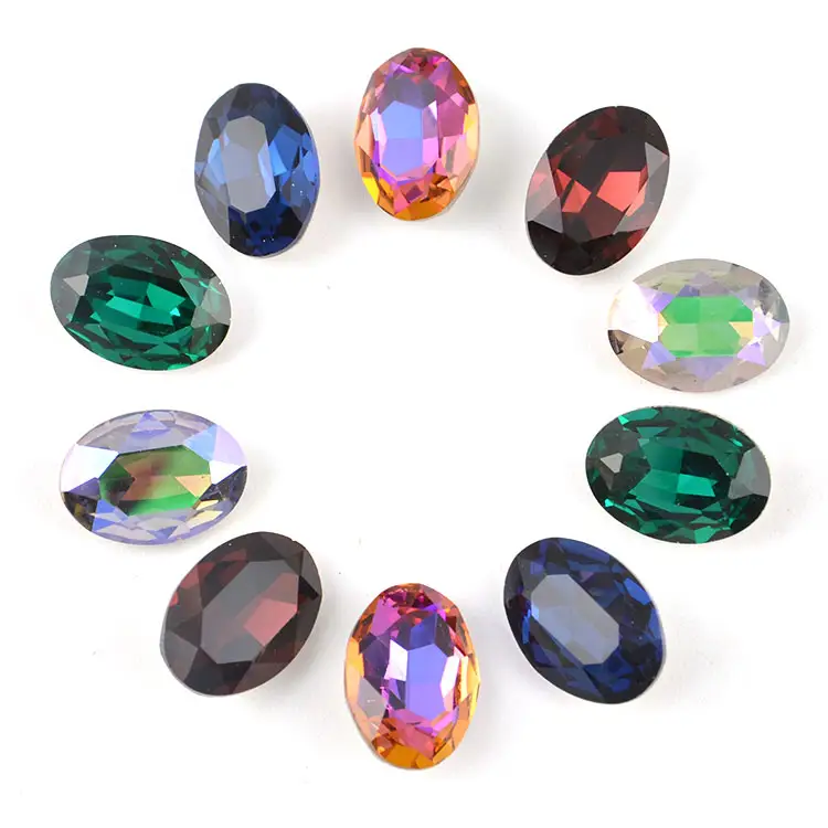 Factory Wholesale AB Crystal Oval Glass Beads Flower Fancy Stone For Jewelry Garment Clothing Accessories