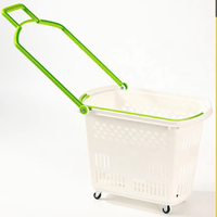 Chariot de courses portable en plastique à tirer à la main avec poignées réglables et couleurs personnalisables pour utilisation en supermarché