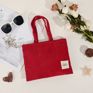 Hot Sell Custom Printed Promotional Fashion Recyclable Grocery <b>Shopping</b> <b>Bag</b> <b>Reusable</b> Eco-Friendly Corduroy Tote <b>Bags</b> with Logo - Product Image 3