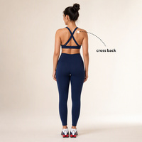 Ensemble de sport pour femme avec logo personnalisé, comprenant un legging de yoga moulant effet froncé et un soutien-gorge de sport