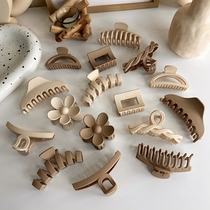 Nouvelles pinces à cheveux élégantes coréennes beige café, accessoires pour cheveux en acrylique, grandes <span class=keywords><strong>mini</strong></span> barrettes rectangulaires, pinces à cheveux <span class=keywords><strong>crabe</strong></span> - Product Image 2