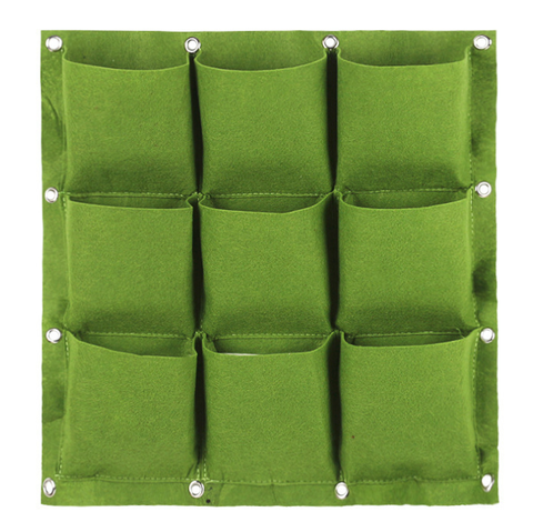 Green Polyester Felt Fabric Vertical Wall Plant Grow Bag 3/9/18/25/36/49/64 Pockets Reusable Durable Breathable Farmhouse Style