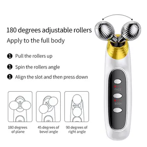 KKS Custom 3d Facial Lift Roller Portable Microcurrent Massager Facial Lift Skin Tightening RF EMS Dual Roller Face Massager