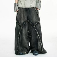 Pantalon streetwear multi-déchiré en jean patchwork, coupe bootcut, design original, pour homme et femme, grandes tailles