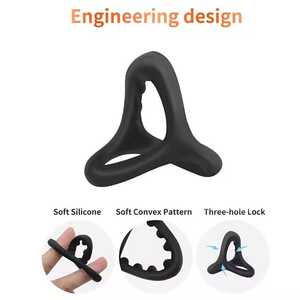 Groothandel seksspeeltje voor mannen, siliconen mannelijke vertraagde ejaculatie <span class=keywords><strong>ring</strong></span>, drievoudige <span class=keywords><strong>ring</strong></span>, vergrendelende driehoekige beperkingsring, scrotum kristallen <span class=keywords><strong>ring</strong></span> - Product Image 5