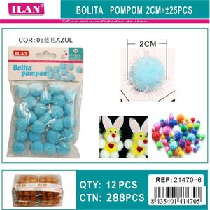 Palline Pom Pom Ilan 2Cm Blu, Forniture per Artigianato e Decorazioni Fai-da-Te - Product Image 1