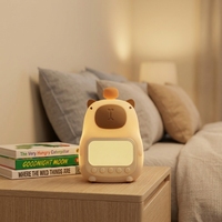 Jam Alarm Digital Pintar Bentuk Kapibara Lucu Lampu Tidur Sensor Sentuh Pengatur Waktu Snooze Sensor Cahaya Kamar Tidur Anak Silikon