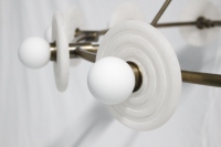 Lustre et suspension LED circulaires minimalistes YH en laiton brossé de luxe avec onyx, pour salle à manger et cuisine
