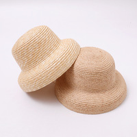 Chapeau de paille uni à large bord pour enfants, en herbe naturelle, forme dôme robuste, pour l'été, la plage, les activités de plein air, la protection solaire, vente en gros