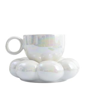 Nuevo Juego de Taza y Platillo de Café y Té Ecológico y Creativo, Taza de Cerámica Hecha a Mano con Diseño de Nube Vintage - Product Image 3