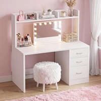 Bureau d'ordinateur moderne en bois blanc avec huche et 3 tiroirs pour chambre et bureau à domicile, certifié BSCI
