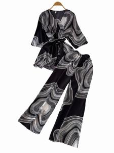 Nouvelle Collection Été 2025 : Ensemble Tendance Femme – <span class=keywords><strong>Manteau</strong></span> Style Sœur Royale Urbain + Pantalon Taille Haute Ample – 100% Coton - Product Image 5