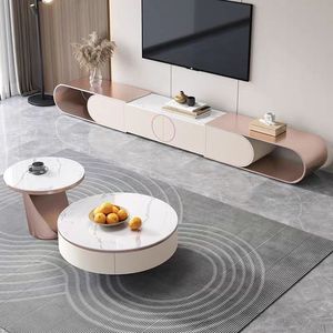 Soporte de <span class=keywords><strong>TV</strong></span> duradero de hierro y madera con diseño contemporáneo para montaje en pared, compatible con televisores de 65 pulgadas en adelante - Product Image 3