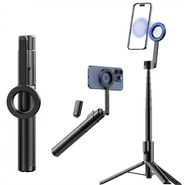 Aluminum Alloy Magnetic Tripod for iPhone Selfie Stick with Magsafe Waterproof & Shockproof Phone Stand Remote for Video