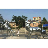 Sculpture de cerf en acier inoxydable poli miroir, taille réelle, art métallique moderne personnalisé, statue d'animal