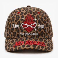 Gorra de Béisbol de 6 Paneles con Estampado de Leopardo, 100% Algodón, Bordado 3D, Visera Curva, Estilo Urbano, Logotipo Personalizado, Venta Directa de Fábrica, Unisex, al por Mayor