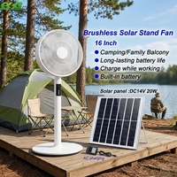 Ventilateur solaire DC 15W avec moteur sans balais, panneau solaire, 3 vitesses de vent, sortie USB, charge mobile 5V 2A, charge pour le camping en plein air