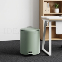 Poubelle à pédale en acier inoxydable avec revêtement vert, plusieurs tailles disponibles, pour salle de bain