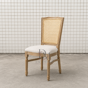 Chaise de mariage classique en bois avec dossier en cannage, siège rembourré pour banquets et événements, vente en gros - Product Image 4
