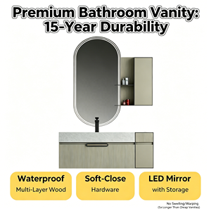 French Vanity Antique Style Plywood Bathroom Cabinet with Slab Basin Bathroom <b>Wall</b> Mounted <b>Mirror</b> Cabinet Furniture <b>for</b> Hotels - Product Image 3