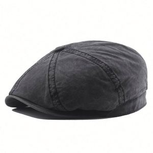 Wholesale Spring Autumn Faded Washed Cotton 8 Panels Newsboy Cap Fitted Vintage Washed Men Beret <b>Hat</b> - Product Image 6