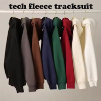 Ensemble de survêtement pour homme en molleton technique avec logo personnalisé, sweat à capuche zippé intégral et pantalon de survêtement, pour le sport, la gym et la mode, avec imprimé