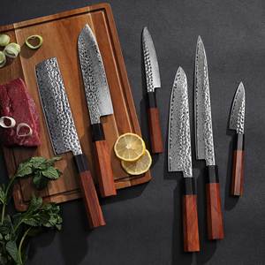 Forge à la main Vintage Marteau Lame Vg10 Damas Acier <span class=keywords><strong>Couteau</strong></span> Ensemble Boucher Japonais De Luxe Cuisine Couteaux Damas Cuisine <span class=keywords><strong>Couteau</strong></span> Ensemble - Product Image 1