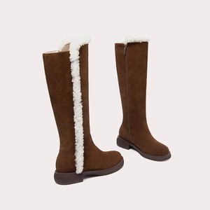 Bottes longues à semelle épaisse pour <span class=keywords><strong>femme</strong></span>, bottes fourrées à l'extérieur, bottes fourrées <span class=keywords><strong>marron</strong></span>, bottes d'hiver mi-mollet antidérapantes, chaussures de neige - Product Image 3