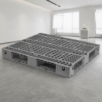 Palette en plastique à grille 4 voies pour entrepôt frigorifique 1200x1100, surface antidérapante en PEHD à 3 roulettes, prix de gros