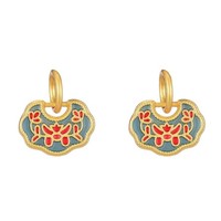 Pendentif Ruyi en or de sable ancien, émail bleu émaillé, breloque tendance chinoise pour bracelet DIY