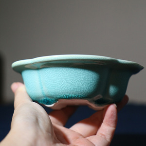 Maceta de Cerámica para Bonsái, Miniatura con Forma de Papaya, Estilo Chino Clásico, Macetas Pequeñas - Product Image 1