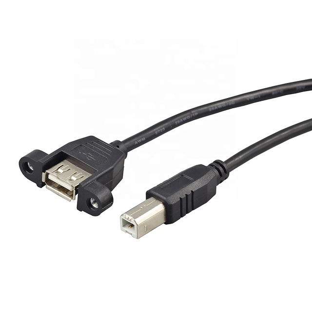 USB Panel Mount USB Type B Male to Type a Female with Screw Lock Computer case Mounting Extension Cable